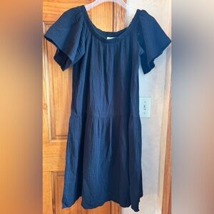 Nation Los Angeles Cotton Gauze Drop Waist Dress M Black